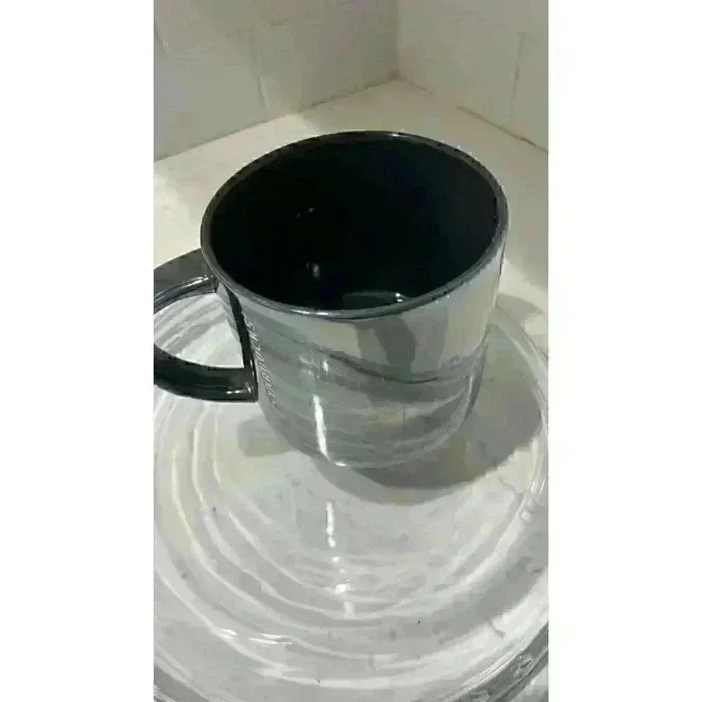 Starbucks 2013 Gray 14oz Gunmetal Embossed Iridescent Metallic Coffee Mug Cup